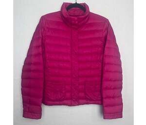 Lands' End Women's Puffer Feather Down Full Zip Jacket Pink Packable Size S